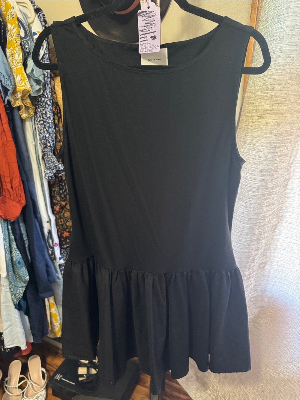 Reformation Black Sleeveless Peplum Tank Top